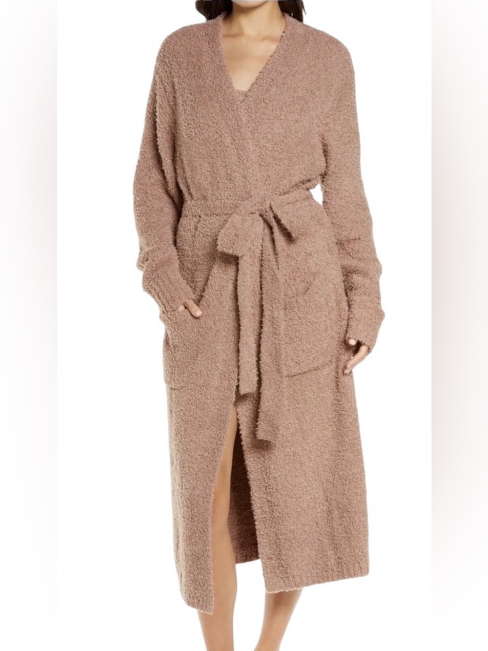 SKIMS Cozy Knit Bouclé Robe Rose Clay Belted Lounge Cardigan S/M
